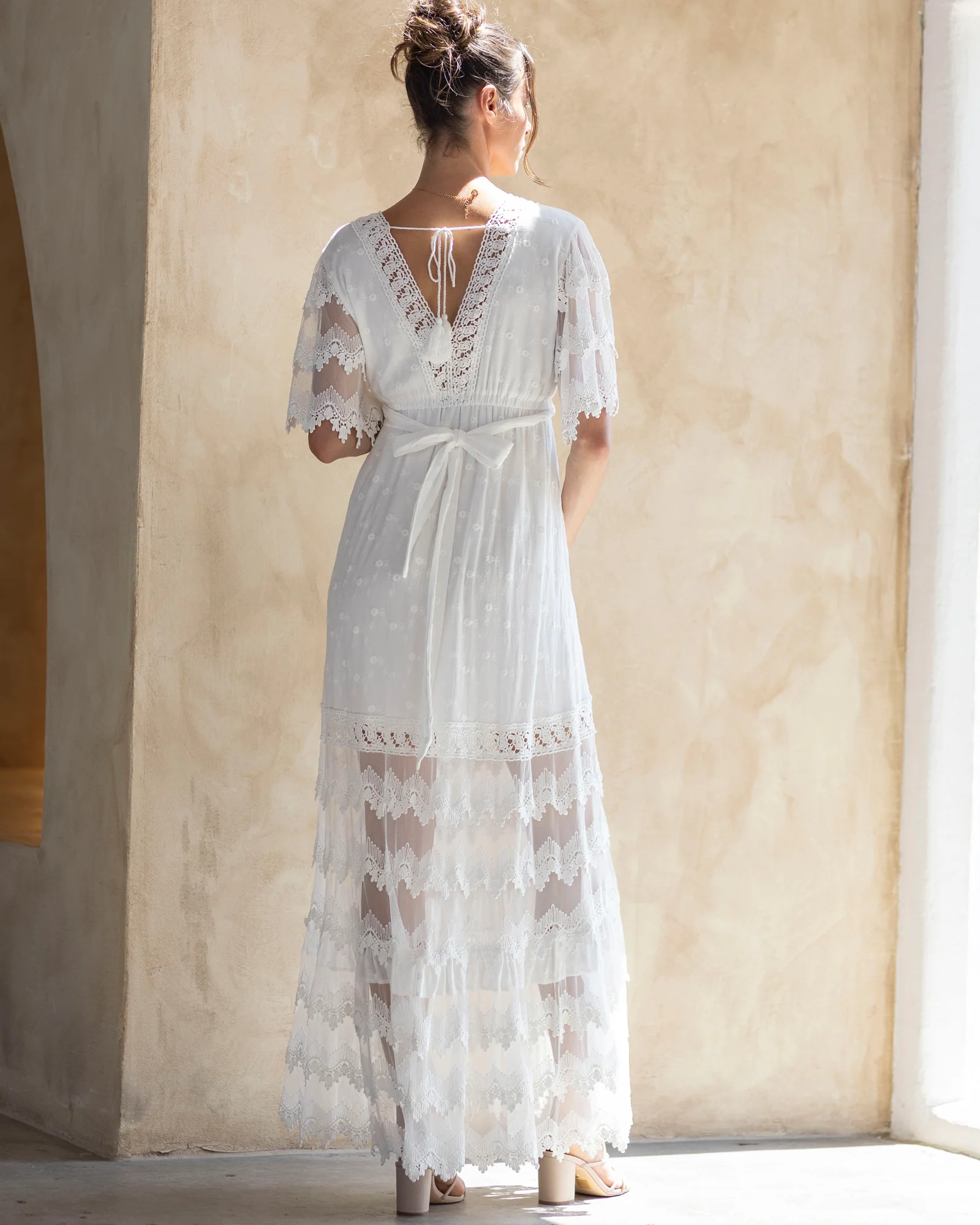 Roxy Lace Baby Shower Dress - White - Image 3