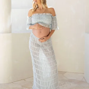 Marisol 2 piece Maternity Photoshoot Dress in Baby Blue