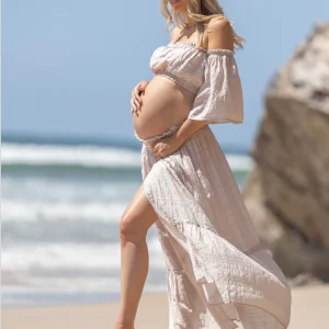 Chantal 2 piece Maternity Photoshoot Dress in Nude Pink
