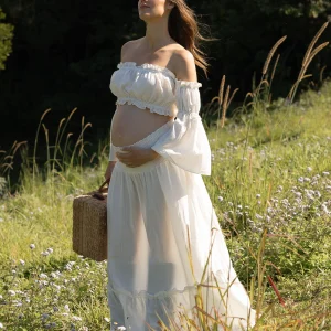 Angel Maternity Élodie 2 Piece Set - Ivory White